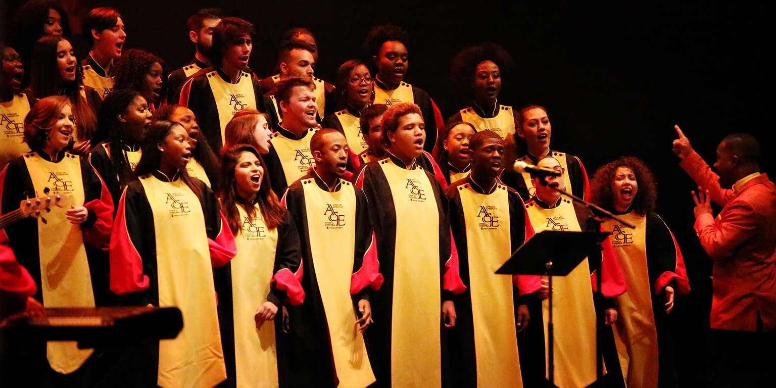 The African American Choral Ensemble performing onstage